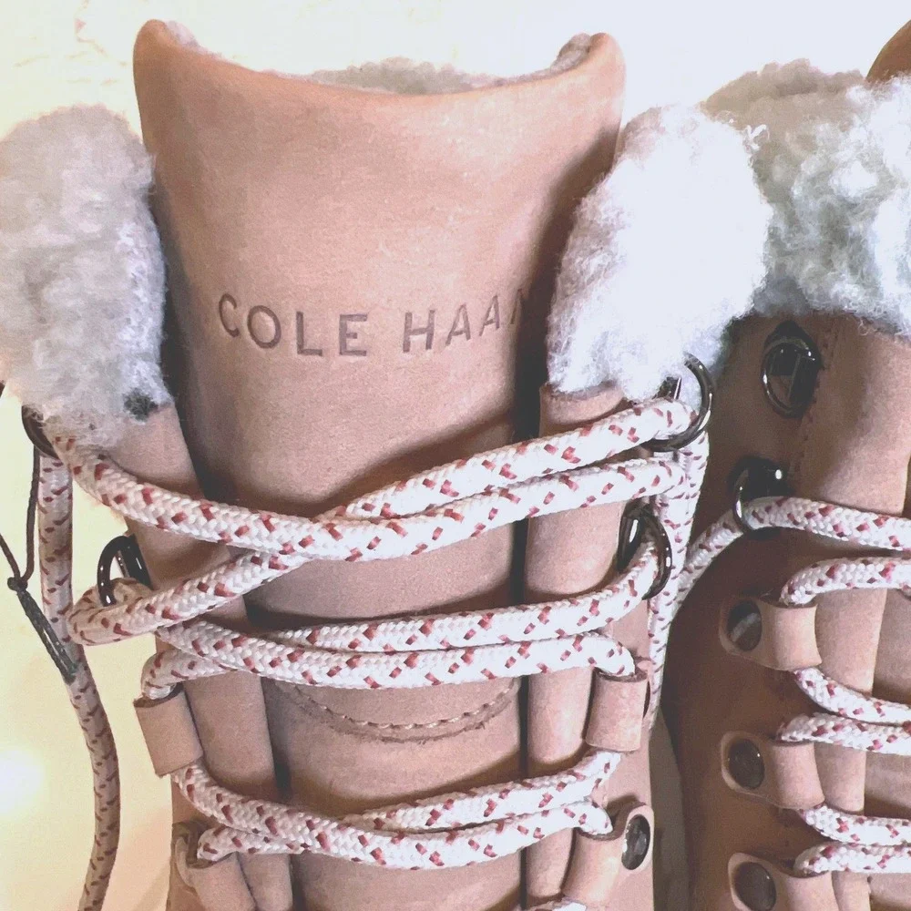 Cole Haan GrandExplore Waterproof Shearling Hiking Boots Tan Nubuck Womens‎ 9